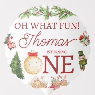 Colorful Christmas 1st birthday Balloon