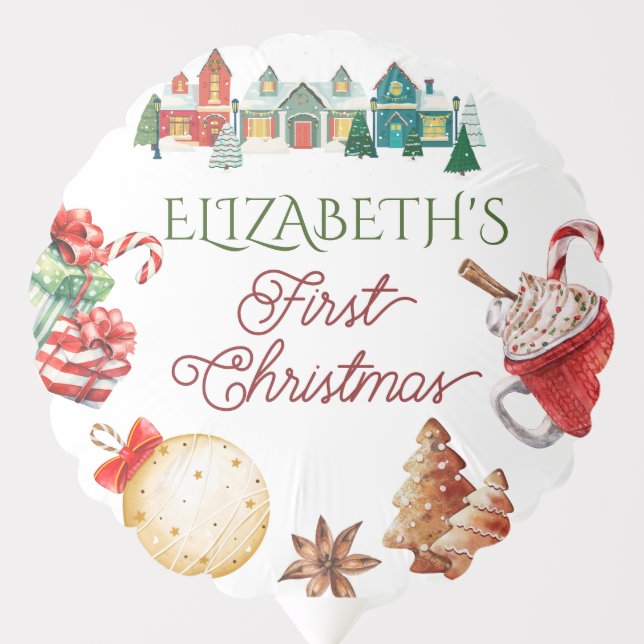 Colorful Christmas 1st birthday Balloon (Front)