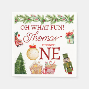 Colorful Christmas 1st birthday Napkins
