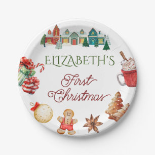 Colorful Christmas 1st birthday Paper Plates