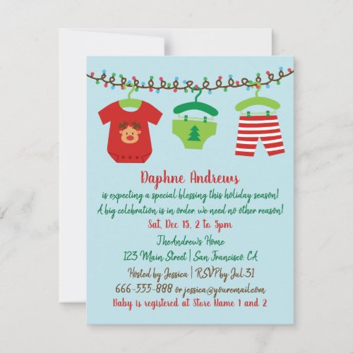 Colorful Christmas Baby Shower Party Invitations