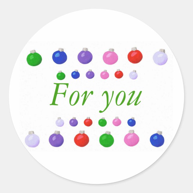 Colorful Christmas Balls border, For You, stickers (Front)