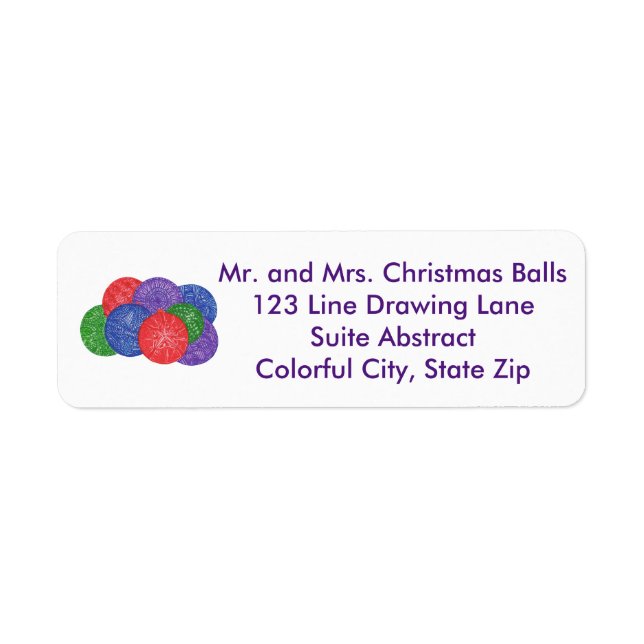 Colorful Christmas Balls Drawing Address Labels (Front)