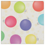 Colorful Christmas balls,Gold Snowflakes Fabric