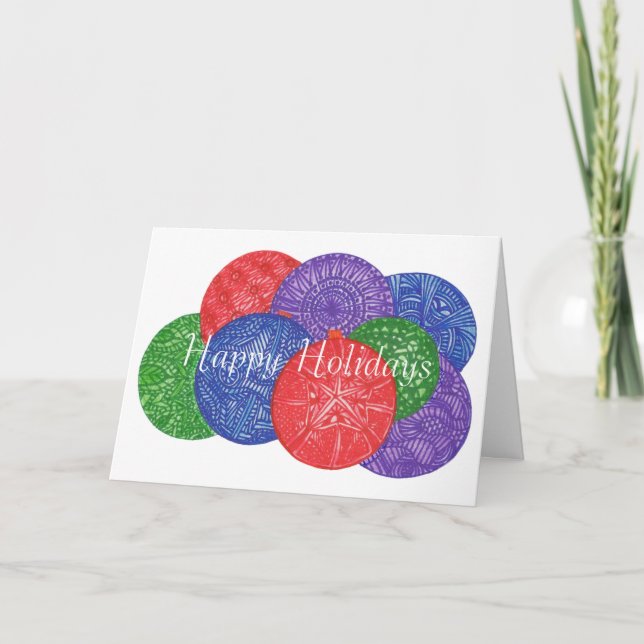 Colorful Christmas balls greeting cards (Front)