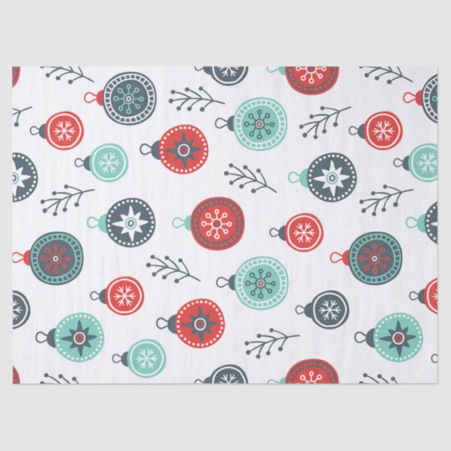 Colorful Christmas balls Ornaments Pattern Tissue Paper (Front)
