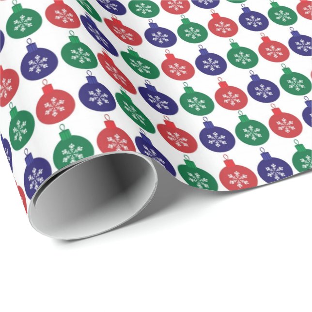 Colorful Christmas Bauble Pattern  Wrapping Paper (Roll Corner)