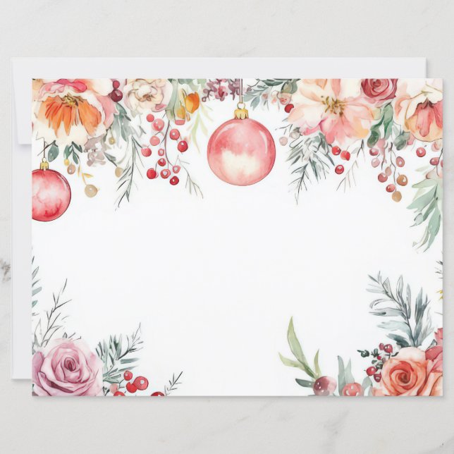 Colorful Christmas Baubles and Flowers  (Front)