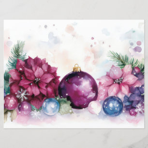 Colorful Christmas Baubles and Flowers 