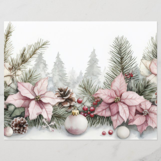 Colorful Christmas Baubles and Flowers  (Front)