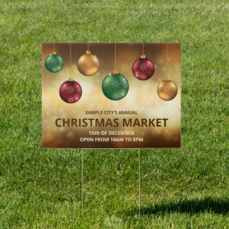 Colorful Christmas Baubles - Christmas Market Sign