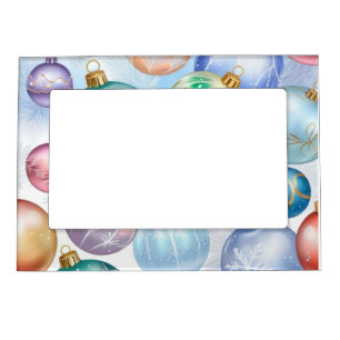 Colorful Christmas Baubles Pastel Pretty Picture Magnetic Frame