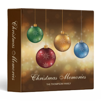 Colorful Christmas Baubles With Custom Text 3 Ring Binder