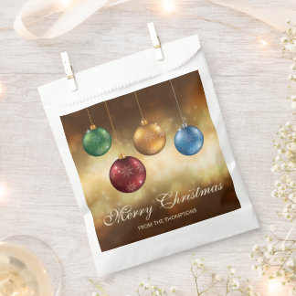 Colorful Christmas Baubles With Custom Text Favor Bag