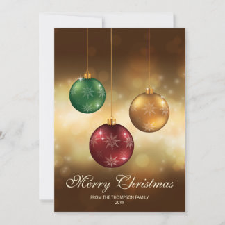 Colorful Christmas Baubles With Custom Text Holiday Card