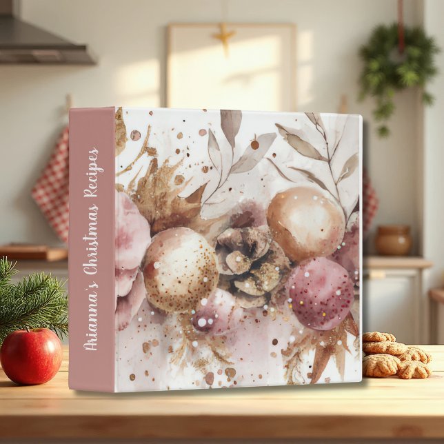 colorful christmas baubles with flowers 3 ring binder (Creator Uploaded)