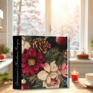 Colorful Christmas Baubles with Flowers 3 Ring Binder