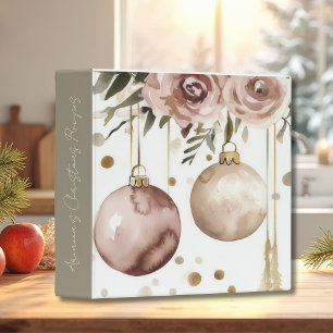Colorful Christmas Baubles with Flowers 3 Ring Binder