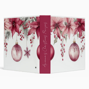 Colorful Christmas Baubles with Flowers 3 Ring Binder