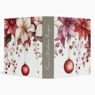 colorful christmas baubles with poinsettia 3 ring binder