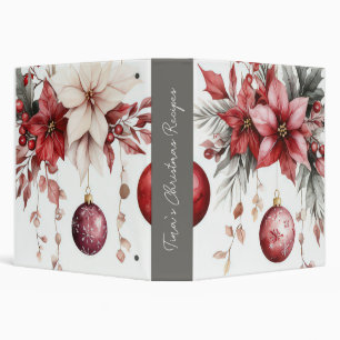 colorful christmas baubles with poinsettia 3 ring binder