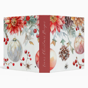 colorful christmas baubles with poinsettia 3 ring binder