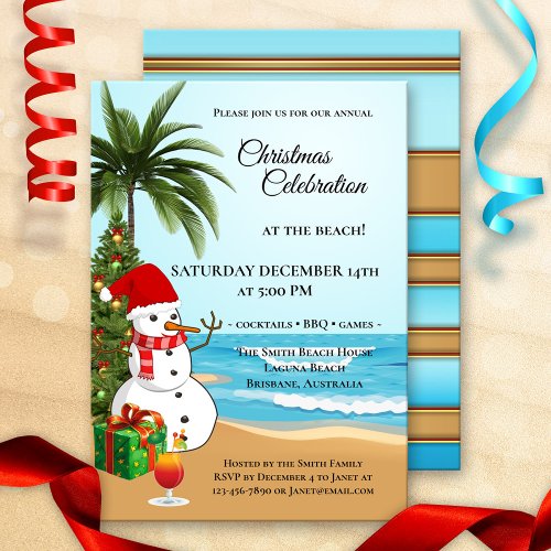 Colorful Christmas Beach Celebration Invitation