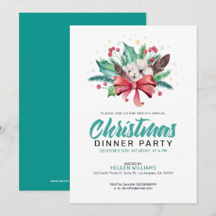 Colorful Christmas boho flowers bouquet Invitation