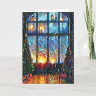 Colorful Christmas card with large window