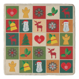 Colorful Christmas Collage Trivet