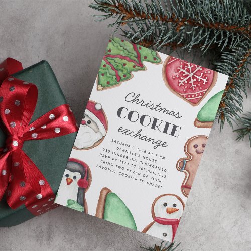 Colorful Christmas Cookie Exchange Party Invitation