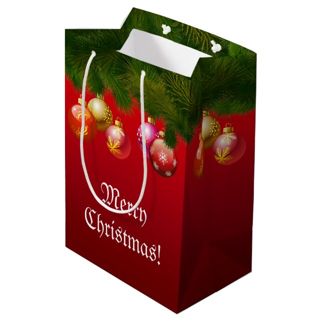 Colorful Christmas Decorations Medium Gift Bag (Back Angled)