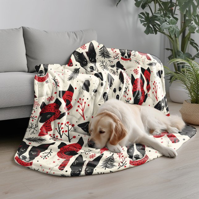 Colorful Christmas Dogs Pattern Fleece Blanket (Creator Uploaded)
