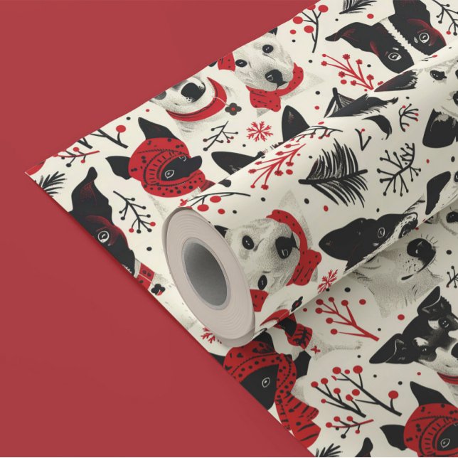 Colorful Christmas dogs Pattern Wrapping Paper (Creator Uploaded)