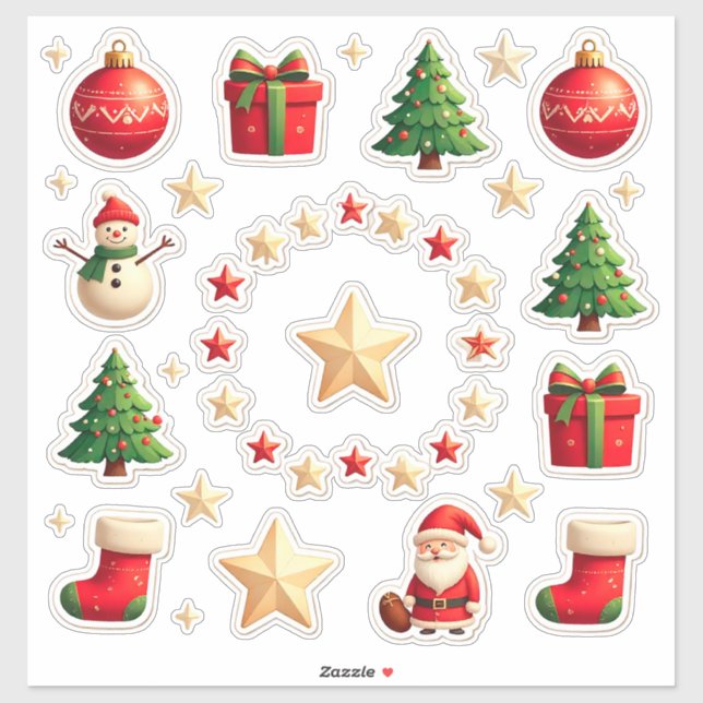 Colorful Christmas Elements Set Sticker (Sheet)