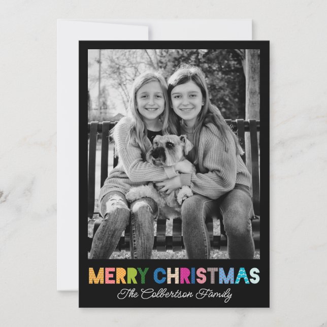 Colorful Christmas Family Photo Christmas Card (Front)