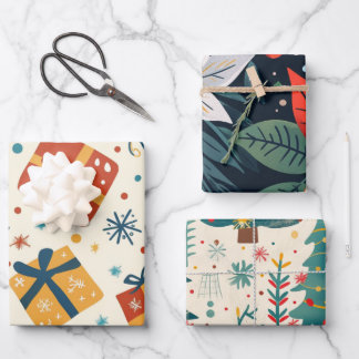 Colorful Christmas Festive Classic Wrapping Paper Sheets