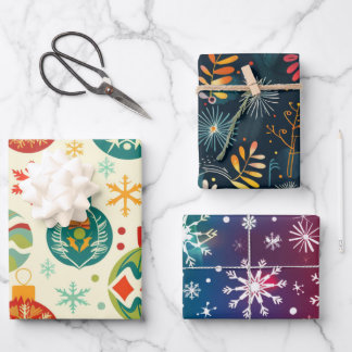 Colorful Christmas Festive Classic Wrapping Paper Sheets