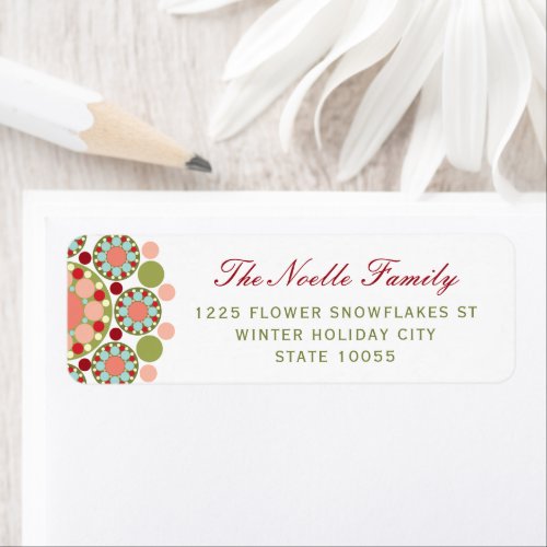 Colorful Christmas Festive Flower Holiday Address Label