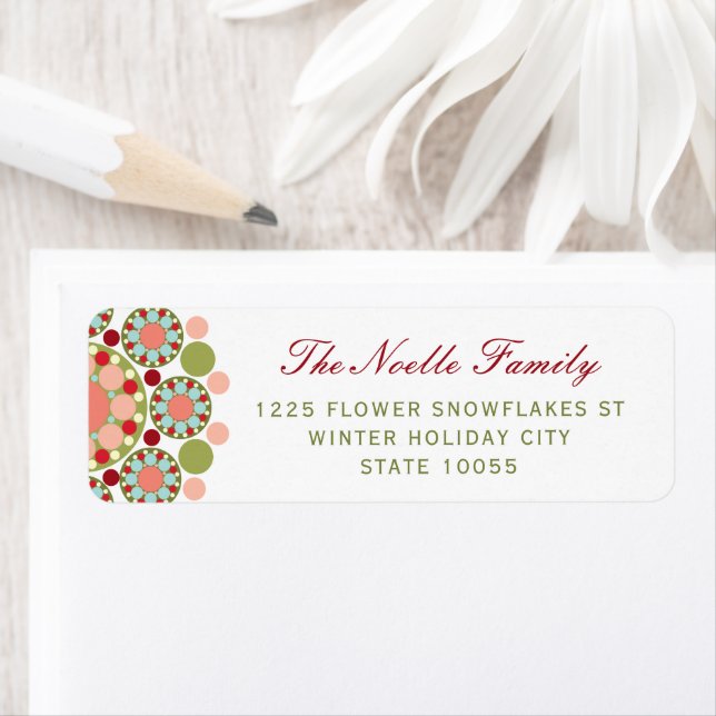 Colorful Christmas Festive Flower Holiday Address Label (Insitu)