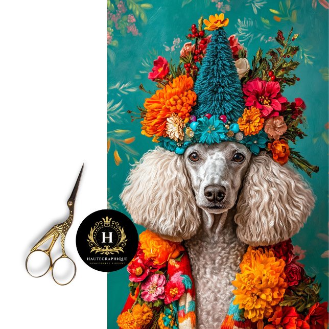 Colorful Christmas French Poodle Decoupage  Tissue Paper (Creator Uploaded)