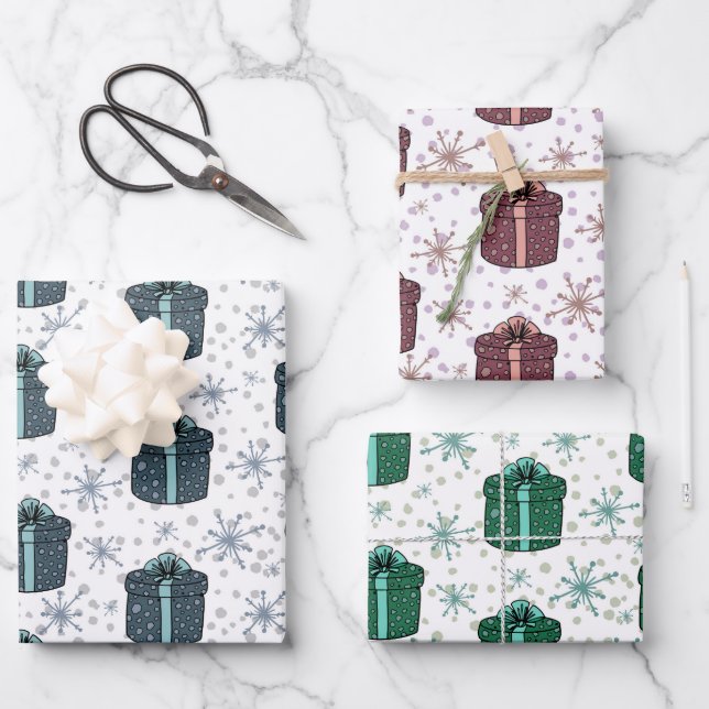 Colorful Christmas Gift Boxes  Wrapping Paper Sheets (Front)