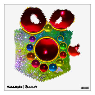 COLORFUL CHRISTMAS GIFT IN GREEN GOLD SPARKLES WALL STICKER