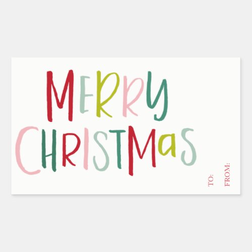 Colorful Christmas Gift Tag To From Sticker