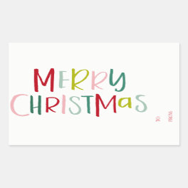 Colorful Christmas Gift Tag To From Sticker