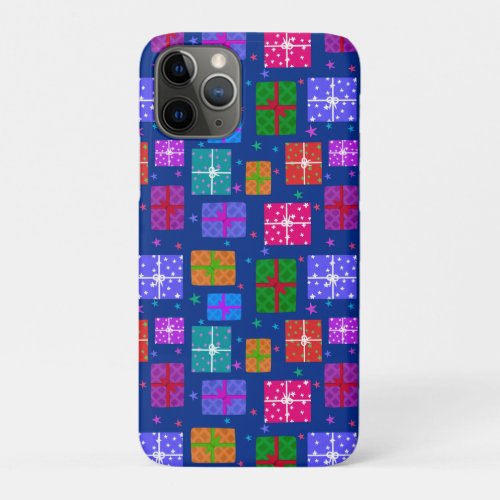 Colorful Christmas giftbox pattern iPhone 11 Pro Case