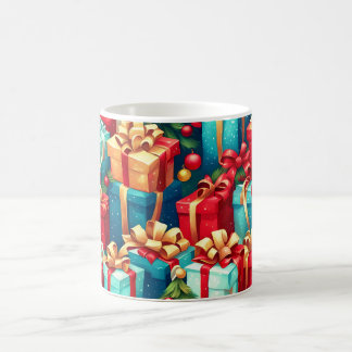 Colorful Christmas Gifts,  Holiday Tree Pattern  Coffee Mug