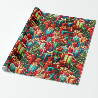 Colorful Christmas Gifts,  Holiday Tree Pattern 