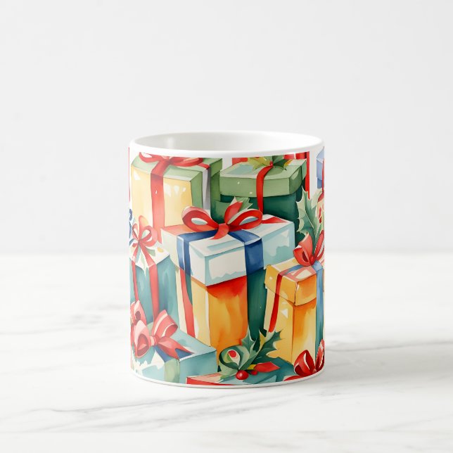 Colorful Christmas Gifts Pattern  Coffee Mug (Center)