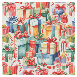 Colorful Christmas Gifts Watercolor  Pattern  Fabric